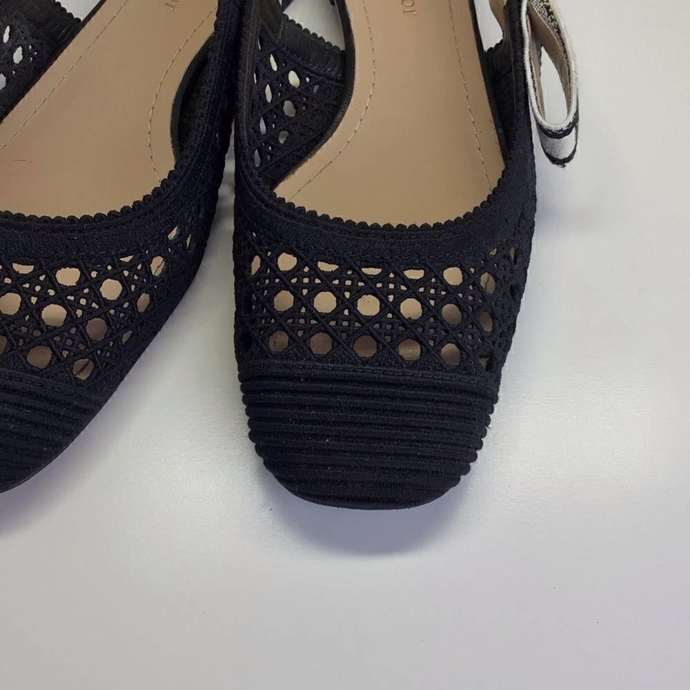 Dior Moi Black Cotton Lambskin Mesh Cannage Slingback Ballet‎ Flats EU 35.5 - Picture 5 of 17